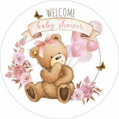 Blumen Teddy Tragen Luftballons Baby Dusche Hintergrund Bausatz