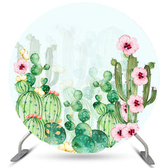 Blumen Aquarell Kaktus Glücklich Geburtstag Kreis Hintergrund