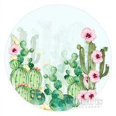 Blumen Aquarell Kaktus Glücklich Geburtstag Kreis Hintergrund