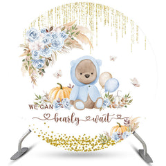 Blumen Wir Kann Bärig Warten Kreis Babydusche Hintergrund