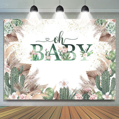 Blumen Mit Kaktus Niedlich Boho Babydusche Hintergrund