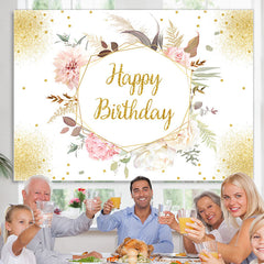 Blumen Mit Blätter Glücklich Geburtstag Hintergrund Für Weiblich