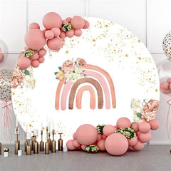 Blumen Mit Regenbogen Themenorientiert Runden Hintergrund Für Ereignis