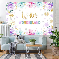 Blumen Mit Schneeflocke Kalt Onederland Geburtstag Hintergrund