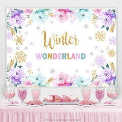 Blumen Mit Schneeflocke Kalt Onederland Geburtstag Hintergrund