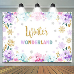 Blumen Mit Schneeflocke Kalt Onederland Geburtstag Hintergrund