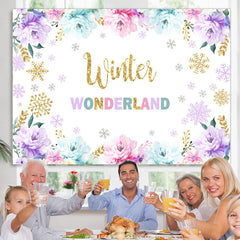 Blumen Mit Schneeflocke Kalt Onederland Geburtstag Hintergrund