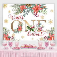 Blumen Mit Schneeflocke Winter Onederland Hintergrund