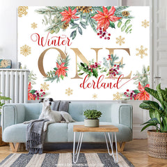 Blumen Mit Schneeflocke Winter Onederland Hintergrund