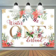 Blumen Mit Schneeflocke Winter Onederland Hintergrund