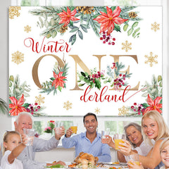 Blumen Mit Schneeflocke Winter Onederland Hintergrund
