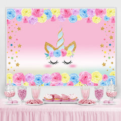 Blumen Und Golden Sterne Einhorn Hintergrund für Kinder