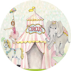 Niedlich Zirkus Mit Elefant Pferd Runden Hintergrund Bausatz