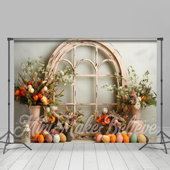 Blumen Bunt Eier Bogen Fenster Ostern Hintergrund