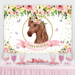 Blumen Rosen Schmetterling Pferd Glücklich Geburtstag Hintergrund