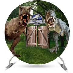 Wald Und Dinosaurier Welt Runden Jungen Geburtstag Hintergrund Bausatz