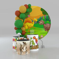 Wald Und Dinosaurier Kreis Hintergrund Bausatz Für Geburtstag