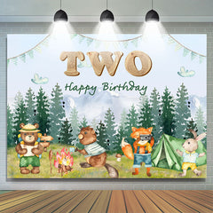 Waldtiere Camping Alles Gute zum 2. Geburtstag Hintergrund