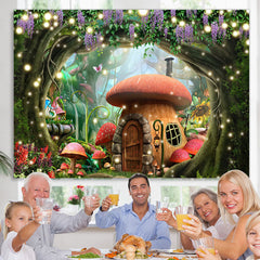 Wald Blume Pilz Haus Glücklich Geburtstag Hintergrund