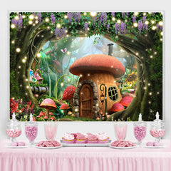 Wald Blume Pilz Haus Glücklich Geburtstag Hintergrund