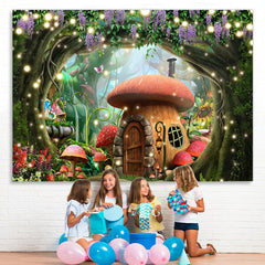 Wald Blume Pilz Haus Glücklich Geburtstag Hintergrund