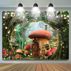 Wald Blume Pilz Haus Glücklich Geburtstag Hintergrund