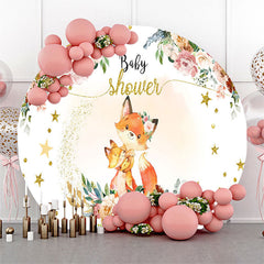 Fuchs Blumen Sterne Funkeln Runden Babydusche Hintergrund