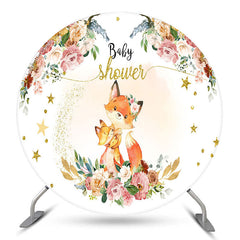 Fuchs Blumen Sterne Funkeln Runden Babydusche Hintergrund