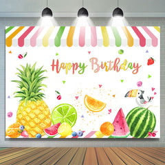 Fruits Shop Papagei Happy Birthday Hintergrunddekoration