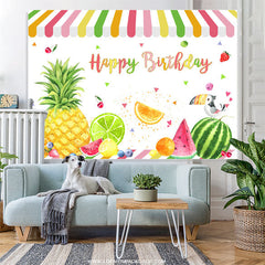 Fruits Shop Papagei Happy Birthday Hintergrunddekoration