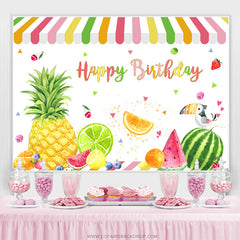 Fruits Shop Papagei Happy Birthday Hintergrunddekoration