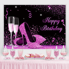 Fuchsie Und Schwarz Funkeln High-Heel Geburtstag Hintergrund