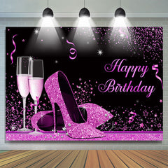 Fuchsie Und Schwarz Funkeln High-Heel Geburtstag Hintergrund