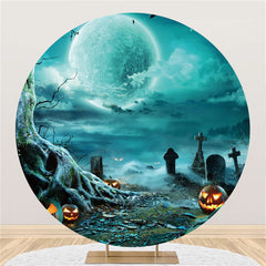 Lustig Kürbis Und Mond Glücklich Halloween Runden Hintergrund