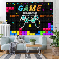 Spiel Konsole Tetris Glücklich Geburtstag Backdorp Für Party