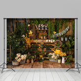 Gartenarbeit Lieferungen Gras Blumen Kabine Frühling Hintergrund