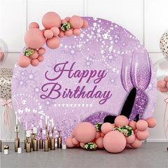 Giltter Lila Perle Kreis Glücklich Geburtstag Hintergrund