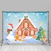 Lebkuchen Haus Winter Weihnachten Baum Foto-Shooting Hintergrund für Kinder