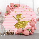 Gold Funkeln Mädchen Tänzer Rosa Streifen Geburtstag Hintergrund