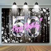 Funkeln 50 Diamanten Schwarz Bokeh Geburtstag Hintergrund