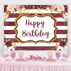 Funkeln Und Blumen Glücklich Geburtstag Hintergrund Mit Streifen