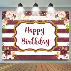 Funkeln Und Blumen Glücklich Geburtstag Hintergrund Mit Streifen