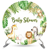 Funkeln Und Grün Blätter Runden Tiere Baby Dusche Hintergrund