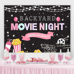 Funkeln Hinterhof Film Nacht Glücklich Geburtstag Hintergrund