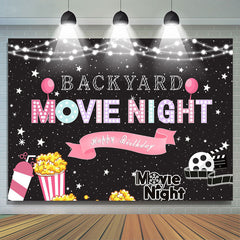 Funkeln Hinterhof Film Nacht Glücklich Geburtstag Hintergrund
