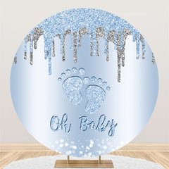 Funkeln Blau Und Silber An Baby Füße Kreis Hintergrund