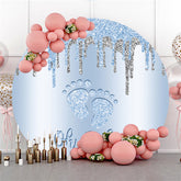 Funkeln Blau Und Silber An Baby Füße Kreis Hintergrund