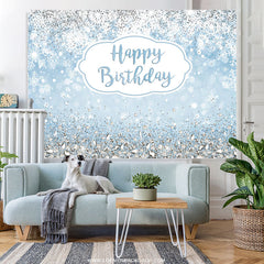 Funkeln Blau Schneeflocke Glücklich Geburtstag Hintergrund Für Junge
