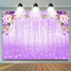 Funkeln Bokeh Lila Linien Und Blume Geburtstag Hintergrund