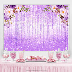Funkeln Bokeh Lila Linien Und Blume Geburtstag Hintergrund